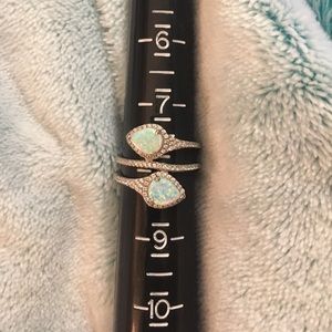 Silver opal and cubic zirconia ring
